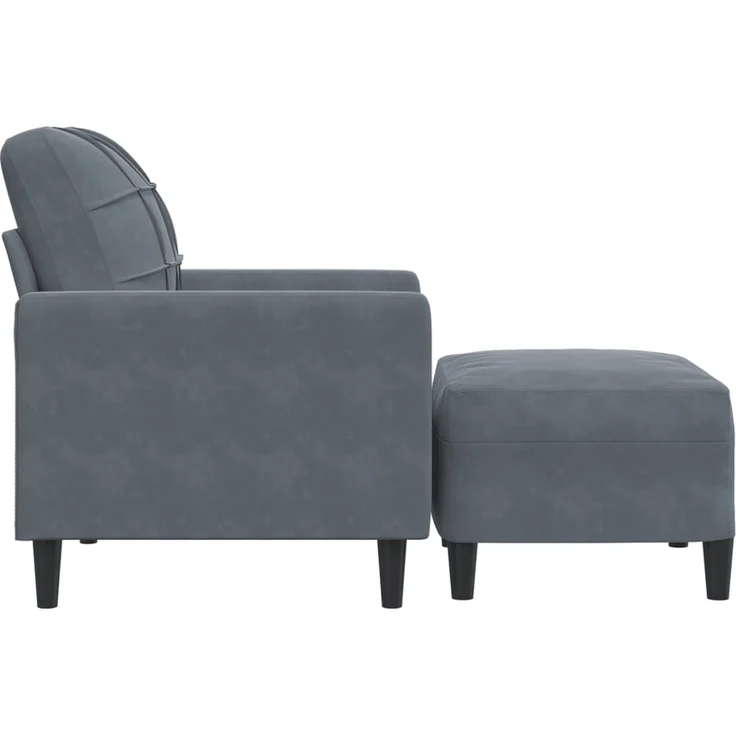 vidaXL Sessel mit Hocker Dunkelgrau 60 cm Samt 3278258 – Bild 3