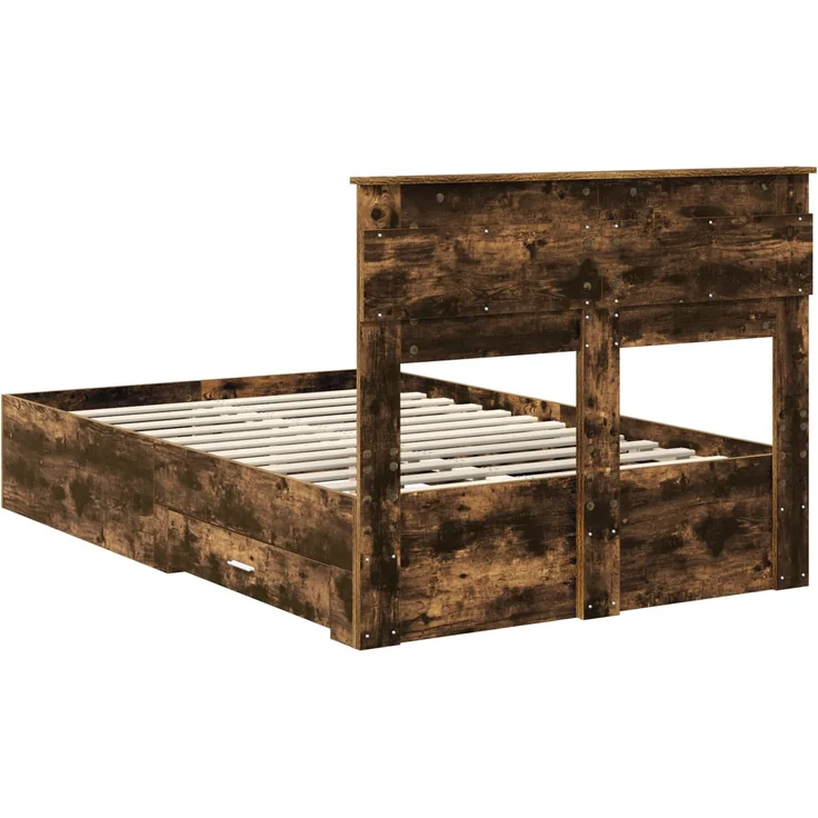 vidaXL Bettrahmen Geräucherte Eiche 135 x 190 cm Holzwerkstoff 3409999 – Bild 9