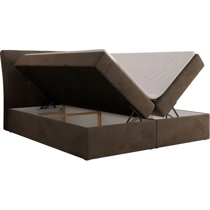 Boxspringbett DAGOS 200 x 200 cm mit Kopfteil, Lattenrost und Stauraum – Doppelbett mit Matratze & Topper Visco , stabile Konstruktion, Bettkasten, modernes Design - Braun Velvet - H3 – Bild 4