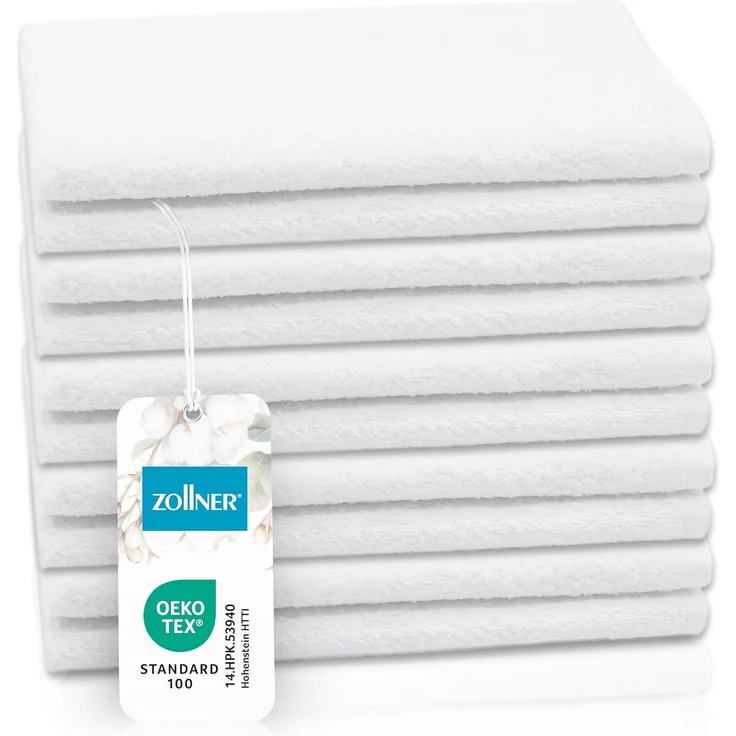 ZOLLNER Gästehandtücher 10er Set, Baumwolle, 40x60 cm, weiß – Bild 1