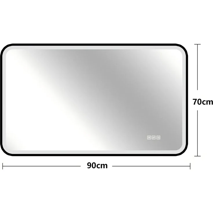 70×90cm LED Badezimmerspiegel mit schwarzem Aluminiumrahmen, Front- & Hintergrundbeleuchtung, Anti-Beschlag, 3 Lichtfarben, dimmbar, Memory-Funktion, horizontal & vertikal montierbar, IP44 wasserdich--Schwarz--90x70x4cm--YOUDENOVA – Bild 10