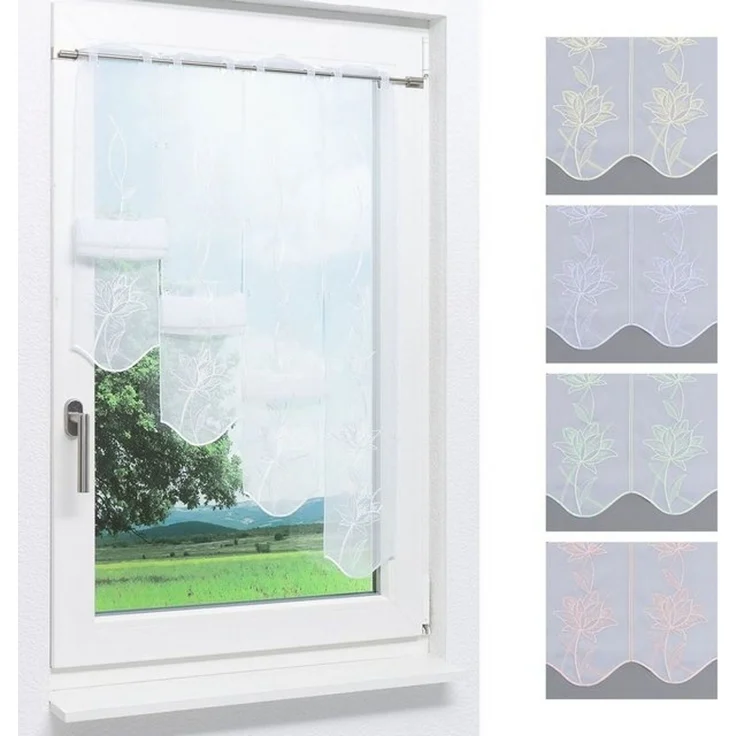 Plauener Spitze® Panneaux Kelchblüten (1 St), transparent, HxB 95x48cm – Bild 4