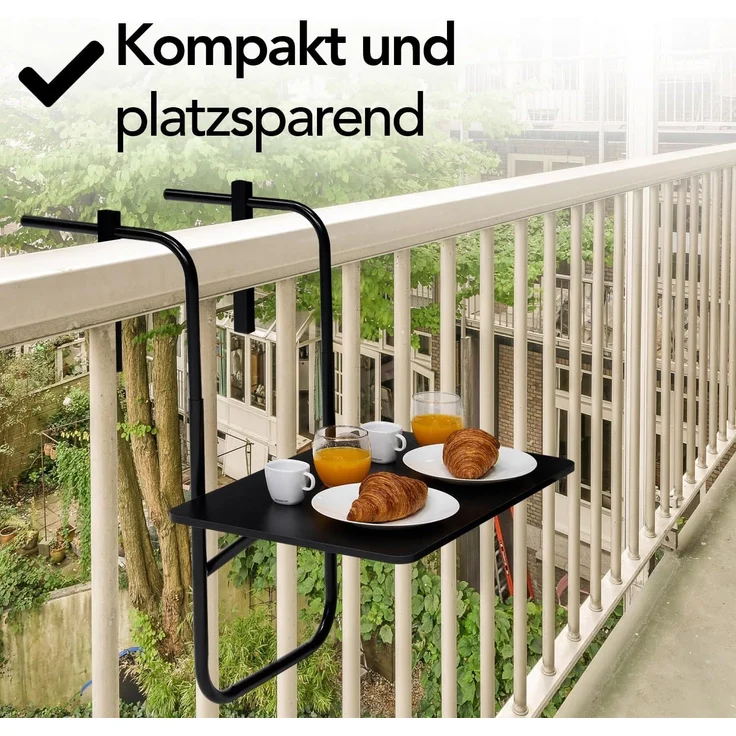 Infinity Goods Balkontisch – klappbar – 40 x 60 cm – verstellbar – hängend – schwarz – Bild 3