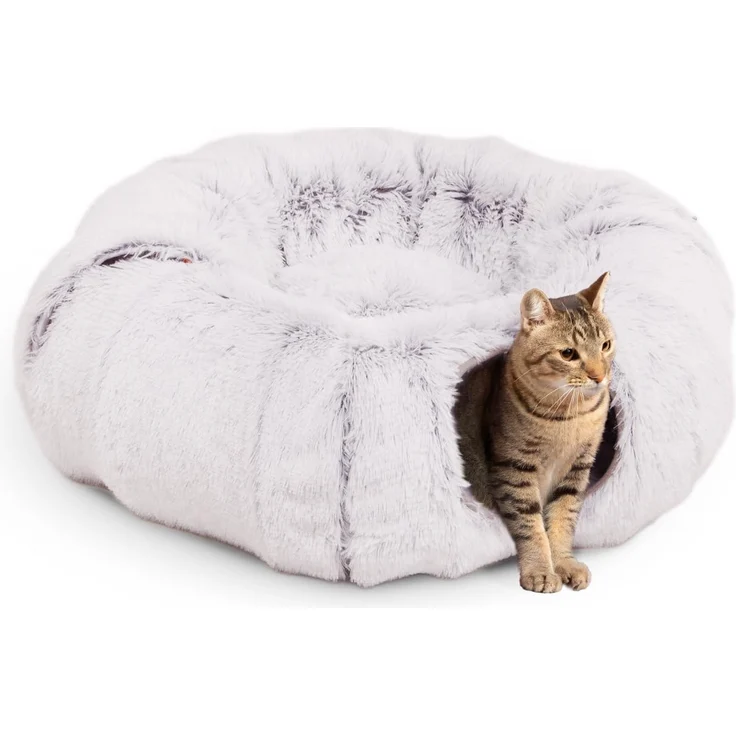 Canadian Cat Company Tiertunnel Katzentunnel Otis - versch. Farben, Donut - Tunnel und Tierbett, Plüschfell imitat, viele Funktionen, zwei faltbare Katzentunnel, Plüschbett in der Mitte – Bild 1