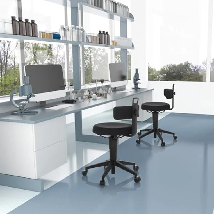 hjh OFFICE Balancestuhl höhenverstellbar TOP WORK FLEX beweglicher Arbeitshocker mit Rückenlehne, Stoff Schwarz – Bild 7