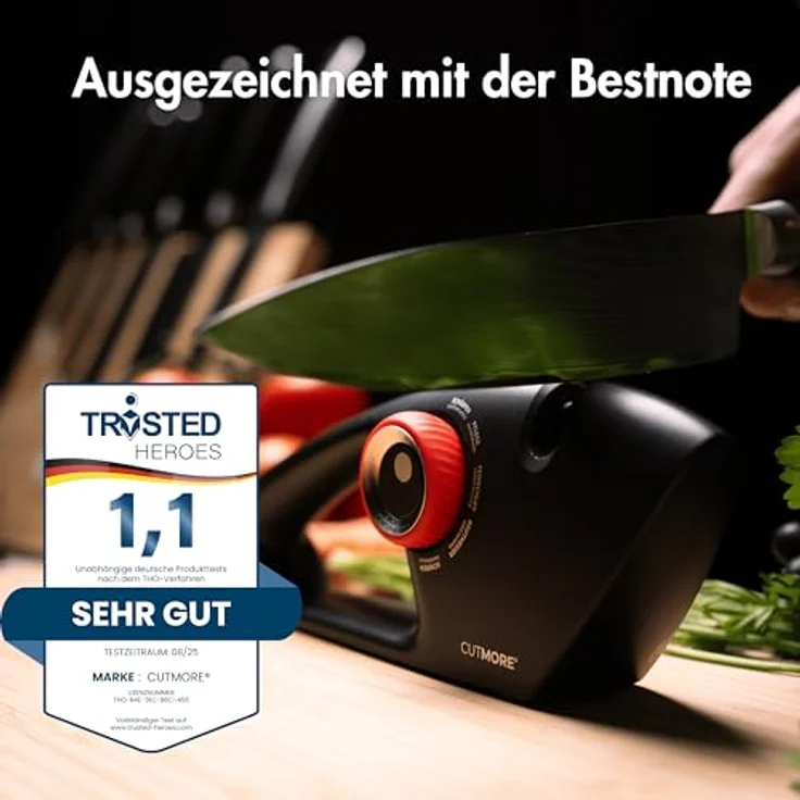 CUTMORE 5-in-1 Messerschärfer, Diamant Messerschleifer für Messer, Brotmesser & Scheren, rutschfest und einfach zu bedienen, Testsieger aus der Hobbykoch-Community – Bild 5