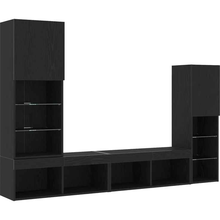 vidaXL TV-Schränk 4 pcs Schwarz Eichen-Optik Holzwerkstoff 3334391 – Bild 5
