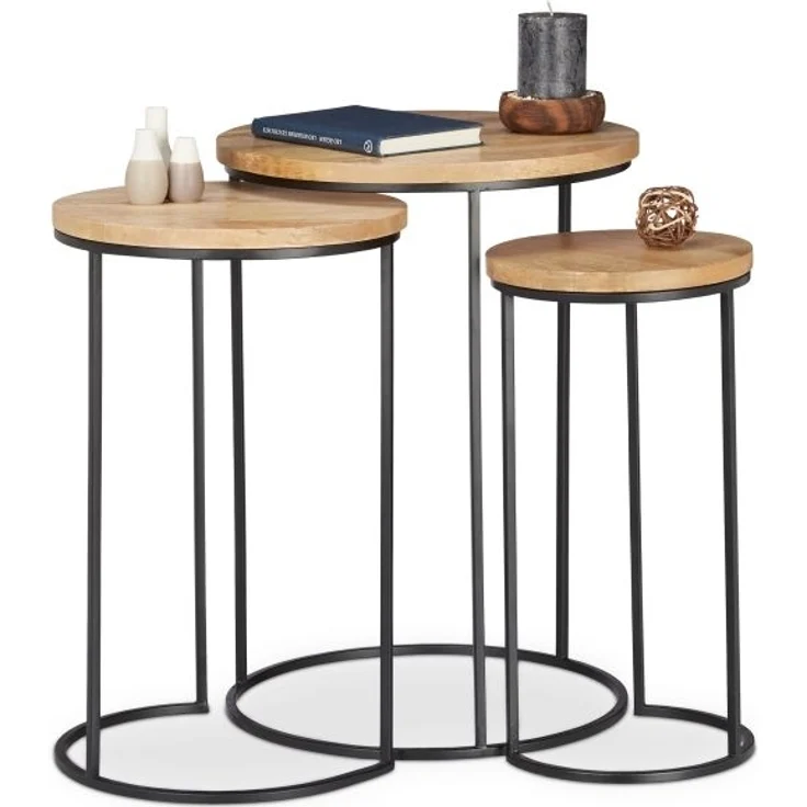 Beistelltisch 3er Set Mangoholz – Bild 1