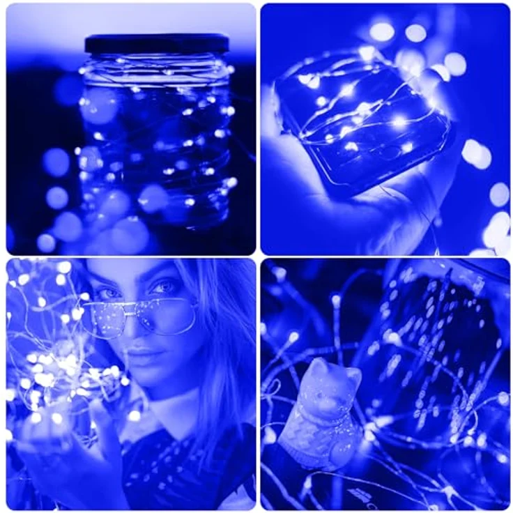 Jsdoin LED Mini Lichterkette mit Batterie, 6x20er Micro Lichterkette außen Batterie, 2M DIY kleine Lichterketten Wasserdicht für Party Hochzeit Weihnachten Beleuchtung Deko (Blau) – Bild 6