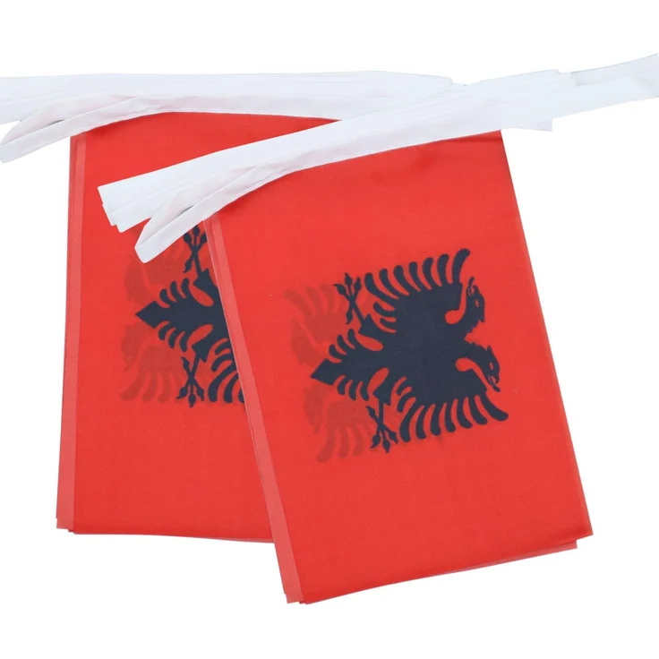 AZ FLAG - Fahnenkette Albanien 6 Meter Mit 20 Flaggen - 21x14 cm - Albanische Girlande Flaggenkette 14x21 cm