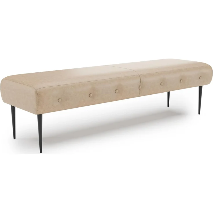 CAVADORE Sitzbank Amba, Trendige Polsterbank 3-sitzig für Küche, Esszimmer oder Wohnküche / Küchenbank passend zum 3-Sitzer Amba / 159 x 52 x 54 / Hochwertiges Mikrofaser: Beige