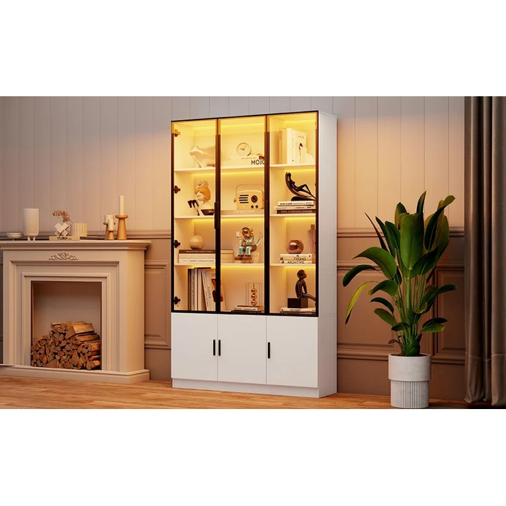 ZUBALIYA Schrank mit LED-Beleuchtung in Weiß, ideale Lösung für kleine Räume, robuste Verarbeitung, langlebige Materialien, einfache Selbstmontage, mit verständlicher Aufbauanleitung, si. (Modell 3) – Bild 1