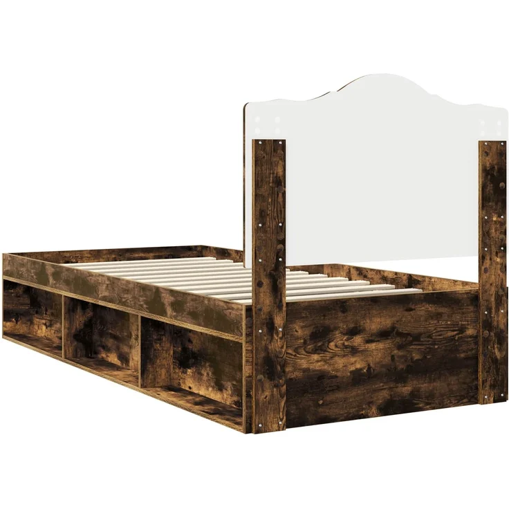vidaXL Bettrahmen Geräucherte Eiche 75 x 190 cm Massives Kiefernholz 3413375 – Bild 8