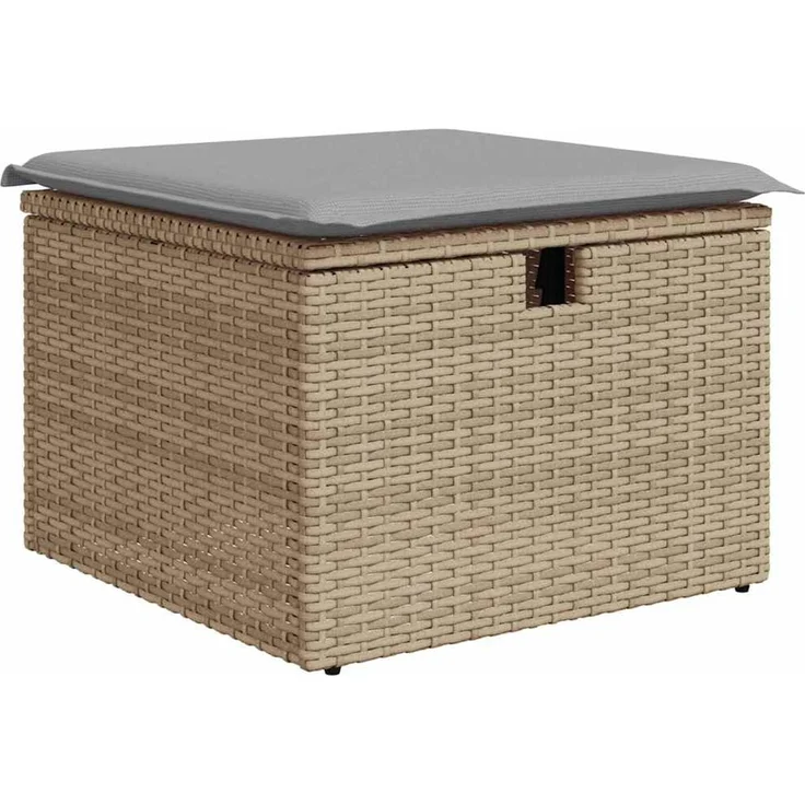vidaXL Garten-Sofa-Set mit Kissen mit Speicher 4 pcs Beige Poly Rattan 3360181 – Bild 6
