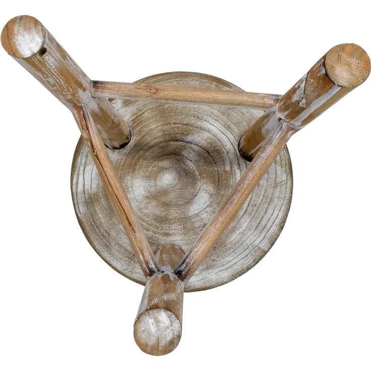 Spetebo Blumenhocker Holz mit 3 Beinen white washed - Ø 35 cm (Stück, 1 St, 1), Massivholz – Bild 5