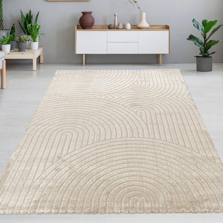 Carpetia Designteppich Kurzflor Teppich mit 3D-Effekt, rechteckig, Höhe: 14 mm, weich, pflegeleicht und für Fußbodenheizung geeignet – Bild 1