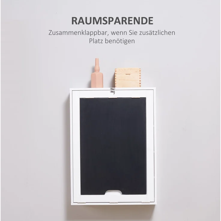 Klappschreibtisch aus MDF mit Schreibtafel und 5 Fächern, 94,5x60x147 cm, Schwarz – Bild 6