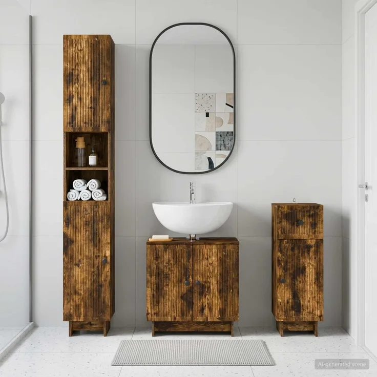vidaXL 3-teiliges Badezimmer-Schranksystem EDE Räuchereiche 3417824