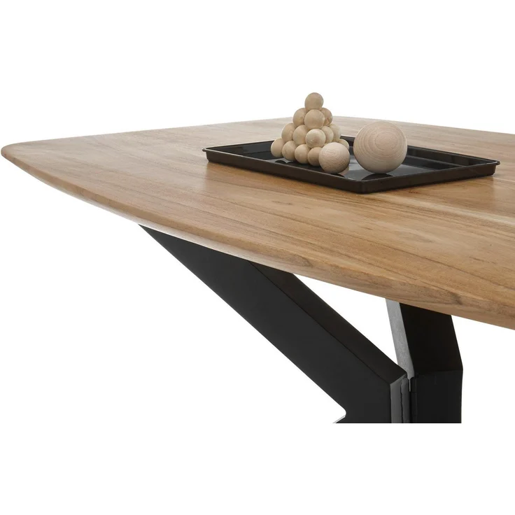 Stella Trading Bill Couchtisch Massivholz Akazie - Moderner Wohnzimmertisch mit schwarzem Metallgestell - 110 x 45 x 60 cm (B/H/T) – Bild 2