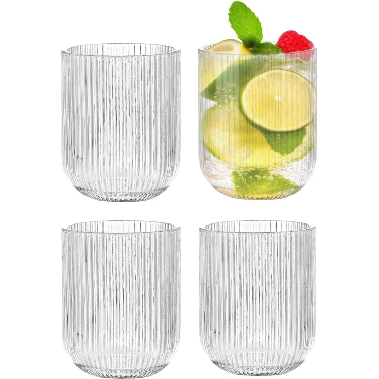 Zoha Gläser-Set Relief Crystal Glas Set - Latte Macchiato Tee Softdrink, Glas, Hitzebeständig - verschiedene Größen