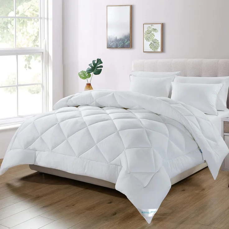 WAVVE 4 Jahreszeiten Bettdecke 155x220 Ohne Bezug Steppdecke 300gsm Mikrofaser 155x220 cm, Super Weiche Decke Zudecke Schlafdecke Atmungsaktive 155x220 Weiß – Bild 1