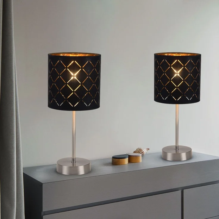 LED Tischlampe, Textil, schwarz, H 35 cm – Bild 7