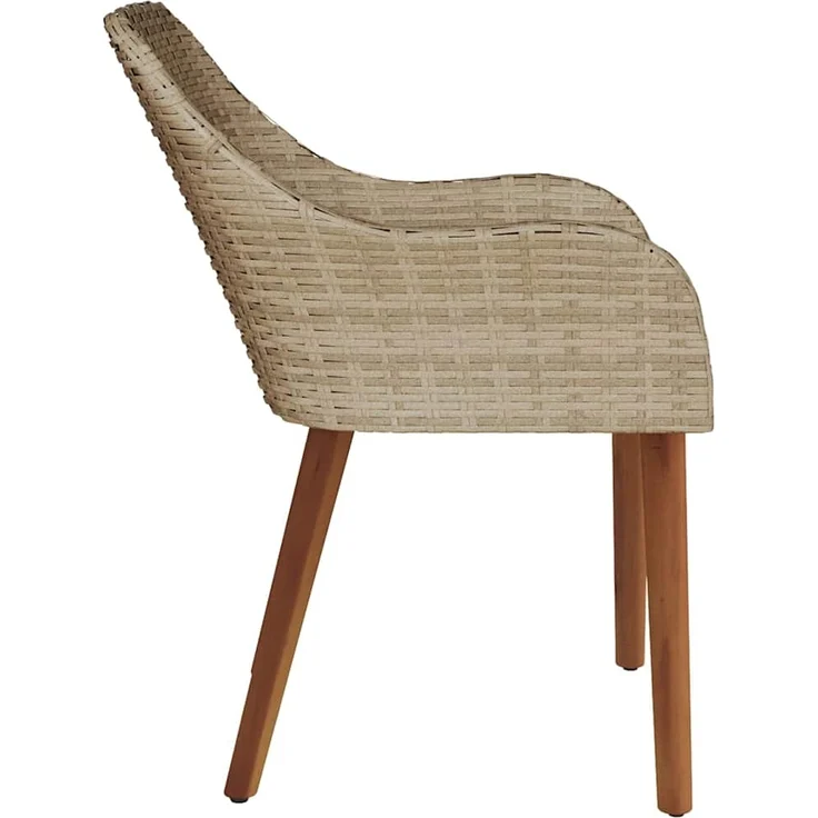 Gartenstuhl EGOS 2er Set Poly-Rattan 62,5x55x82 cm mit Polster Beige | Gartenstuhl Rattan Outdoorstühle Balkonstühle – Bild 7