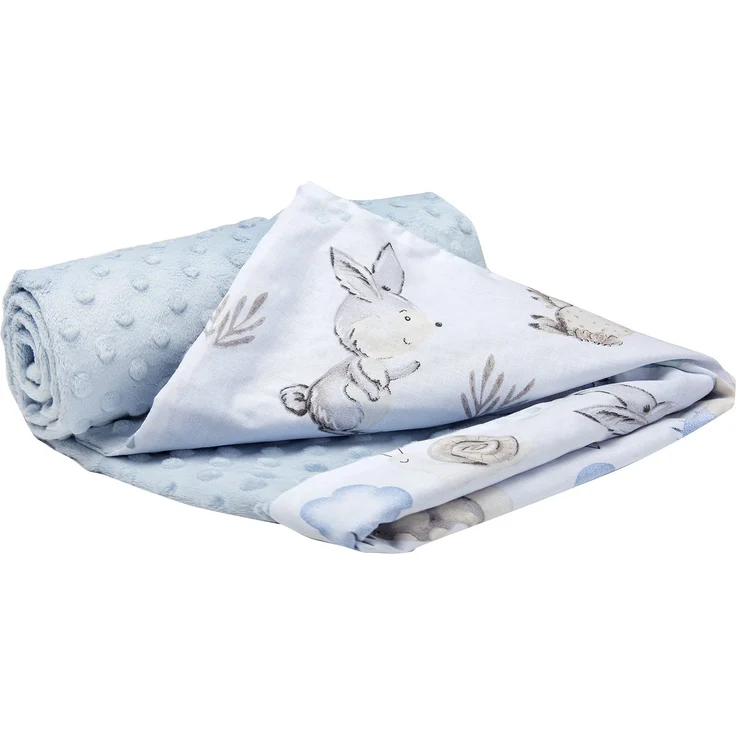 Medi Partners Babydecke Baby Decke Neugeborenen - Kuscheldecke Geschenk Babydecken 75x100cm für Kleinkinder Mädchen Krabbeldecke Kinderbett Kinderwagen 100% Baumwolle (REH und Igel mit blauem Minky) – Bild 1