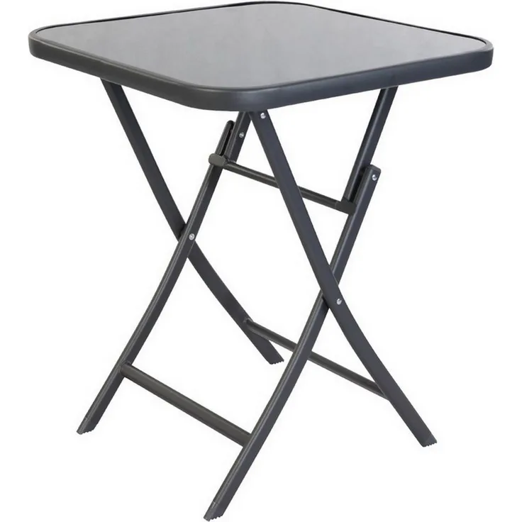 Klappbarer Bistrotisch Balkontisch Garten Terrasse Glastisch quadrat 70x70 cm