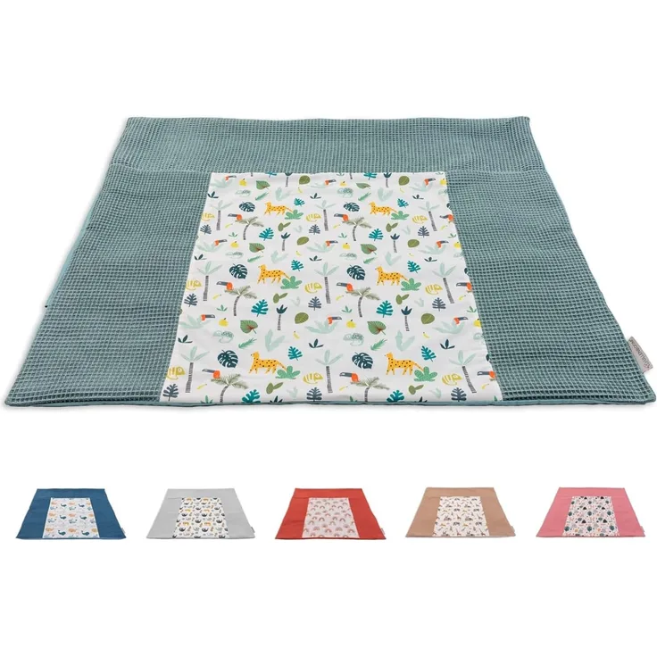 ULLENBOOM ® Wickelauflagenbezug 75x85 cm Salbeigrün-Regenwald (Made in EU) - abnehmbarer Bezug für Wickelauflage 85x75, Baby Überzug für Wickelunterlage aus Baumwolle, Wickelbezug für Wickeltisch