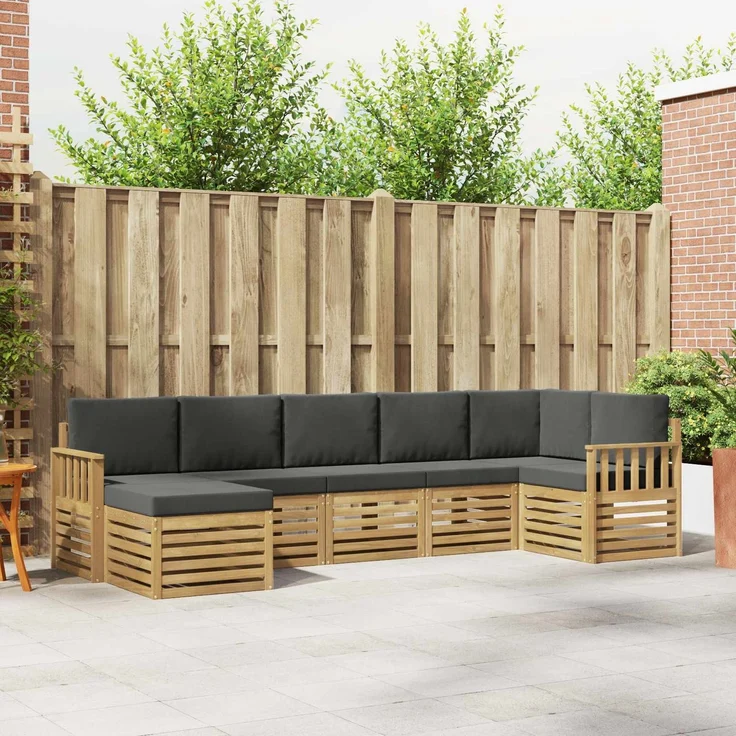 vidaXL Outdoor-Sofagarnitur 7 stk. 6-Sitzer Weiß und Anthrazit 3392187 – Bild 1
