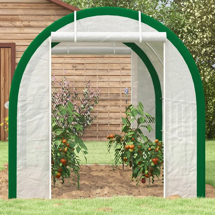 Outsunny Foliengewächshaus, Verzinkter Stahl, 140 GSM PE, Polyester, Weiß, 358L x 210B x 210H cm – Bild 8