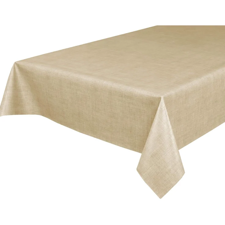 Wachstuchtischdecke Wachstuch Tischdecke abwischbar ECKIG RUND OVAL, Motiv und Größe wählbar (Motiv: Leinen beige, Eckig 140x200 cm) – Bild 1