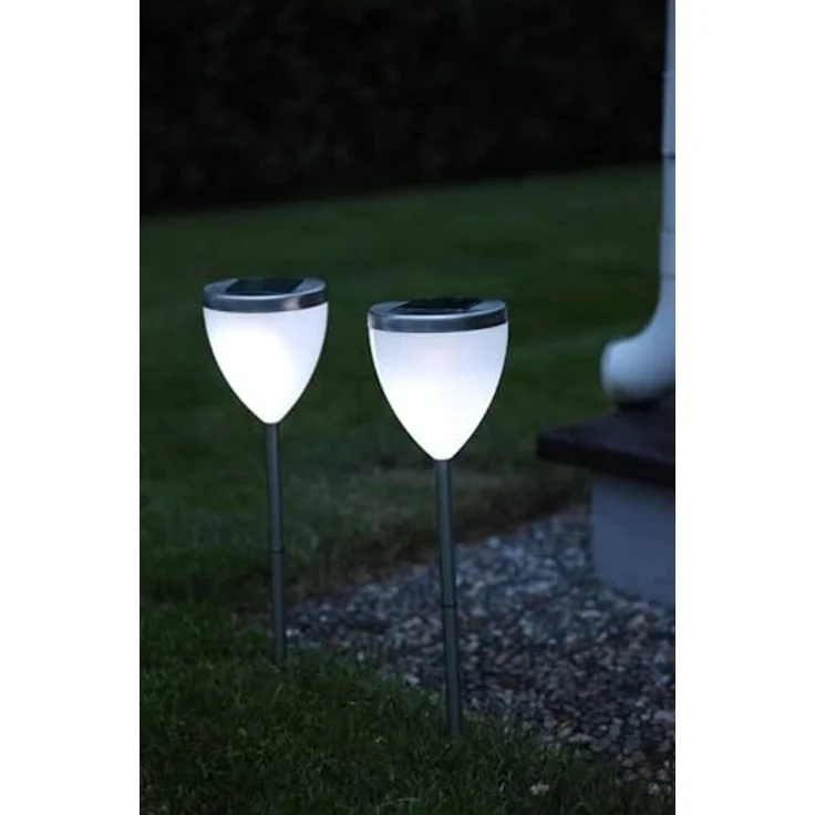 Best Season 477-35 LED-Solar-Pathlights 2-er Set 46 x 10 cm, silber – Bild 2