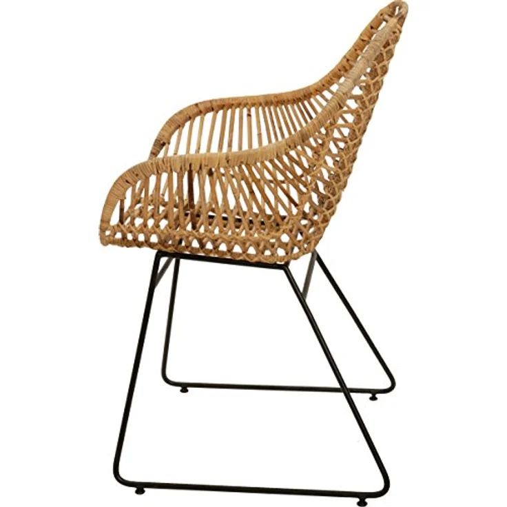 Krines Home Esszimmersessel Rattan Retro Sessel mit Armlehne 50er Korbsessel Retro-Stil Korbstuhl (Sessel nach Auswahl ohne oder mit Polster), Eisen Gestell, Esszimmer, Armlehnstuhl – Bild 6
