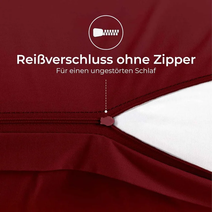Kissenbezug 50x70 Renforcé Baumwolle (2er-Set) - Burgunderrot - Dicht gewebt mit 57 Fäden/cm² - Kissenbezug 70x50 cm - Oeko Tex Zertifiziert - Dreamzie – Bild 4
