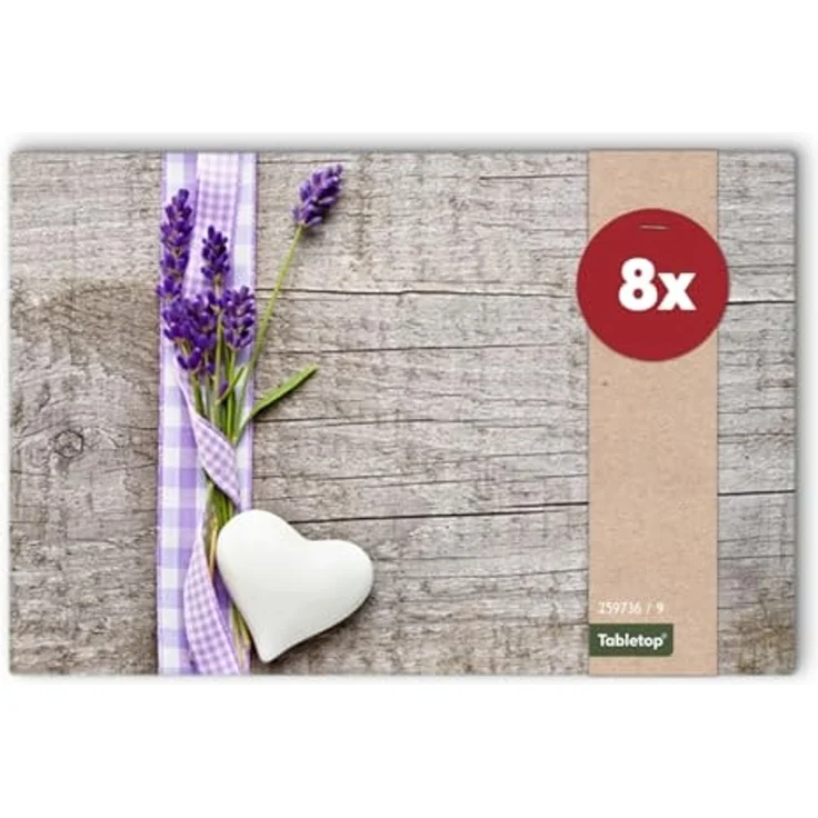 matches21 HOME & HOBBY Platzset Abwaschbare Tischsets 8er Set Landhaus-Stil Lavendel Holz-Optik, (8-St), Platzsets als Tisch-Untersetzer und Tisch-Deko für Esstisch Teller – Bild 1