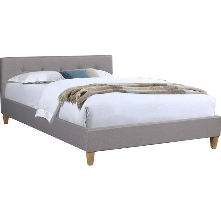 CARO-Möbel Polsterbett Adele Bettgestell 140x200 cm Doppelbett Designbett, inklusive Lattenrost, Stoffbezug in grau anthrazit – Bild 1