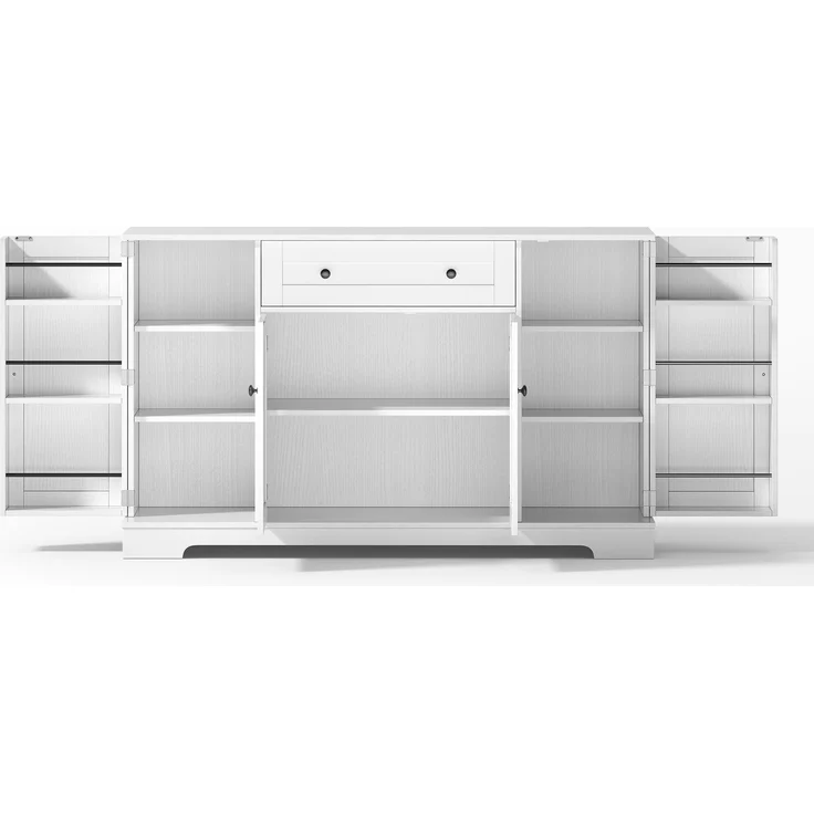 Buffet-Anrichte 85x40x138 cm mit Schublade, Regaltüren und verstellbaren Einlegeböden in Weiß – Bild 9