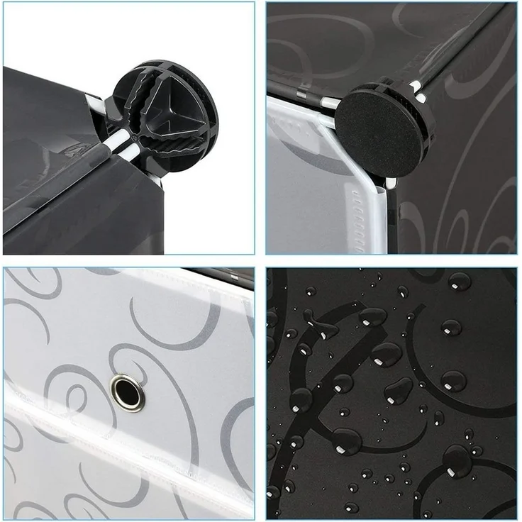 Mondeer Schuhschrank Schuhschrank mit Tür, DIY Schuhschrank, 12 Fächer, Kunststoff, 95x37x107cm – Bild 3