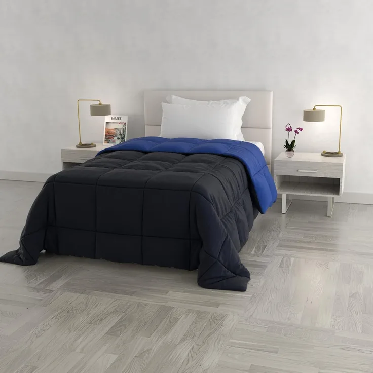 Italian Bed Linen Wintersteppdecke Elegant, Dunkelblau/Royal, Einzelne, 100% Mikrofaser, 170x260 cm