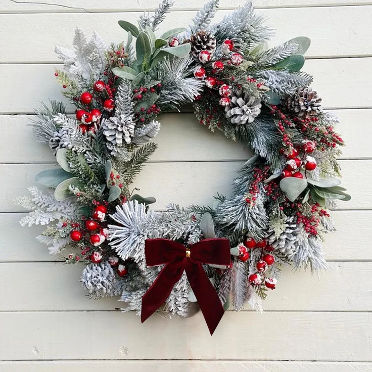 24 Stück – Samt-Schleifen für Weihnachtsbaum, Kranz & Geschenk, 8,9 cm (Weinrot) – Bild 3
