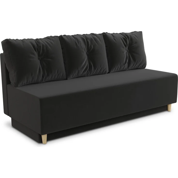 Schlafsofa Mico - Sofa mit Bettkasten, Couch mit Schlaffunktion, Bettfunktion, Bettsofa mit Bonell-Ferderkern, Velours (Schwarz (Kronos 07)) – Bild 2
