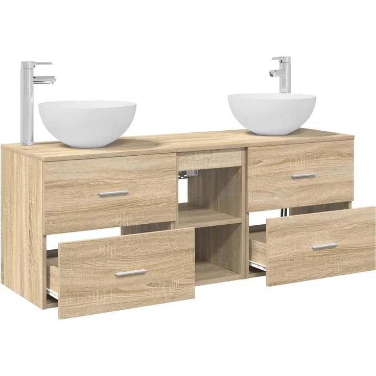 vidaXL Badezimmerschrank-Set 3 stk. Sonoma-Eiche 129 x 35 x 80 cm 3405789 – Bild 4