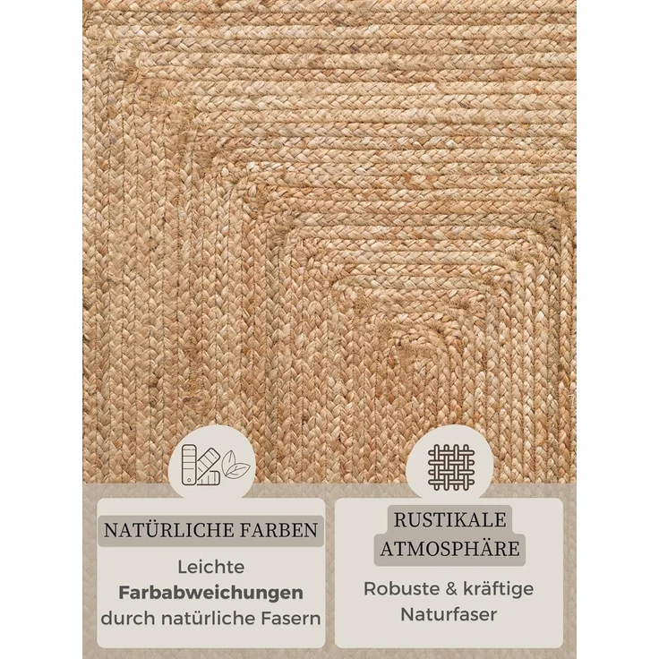 HANSE Home Teppich Juteteppich Teppich Juno, rechteckig, Höhe: 9 mm, Jute, Shape, Handgemacht, Wohnzimmerteppich, Naturteppich, Wohnzimmer – Bild 4