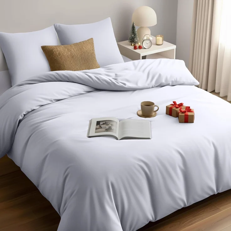 Utopia Bedding Bettwäsche 220x240 Set - Mikrofaser Bettbezug 240x220 cm + 2 Kissenbezüge 65x65 cm - Bedruckt weiß – Bild 1