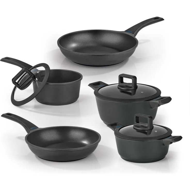 N8WERK 8-teiliges Aluguss-Topf- und Pfannen-Set - N8WERK Heat Indicator - Midnight Edition