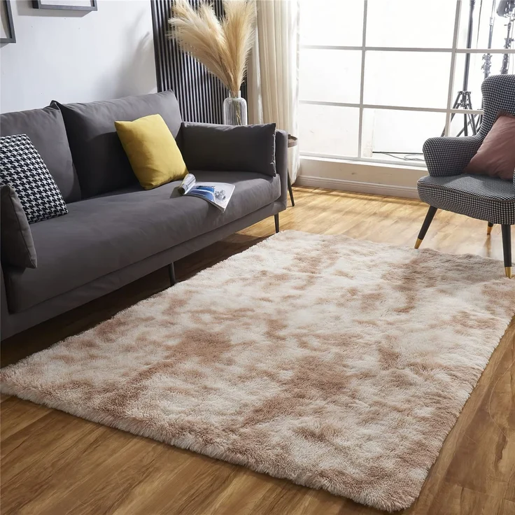 ROHATIM Teppich Wohnzimmer 200x300 cm Khaki Waschbar Rutschfester Hochflorteppich Kinderzimmer Schlafzimmer Flauschiger Teppiche