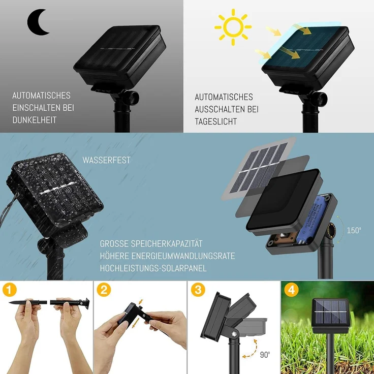 COZY HOME LED-Lichterkette Lampion Lichterkette - Batterie, Stecker und Solar, 20 Lampion LEDs I Timer-Funktion I 7 Meter mit 8 Mod I Wetterfest – Bild 4