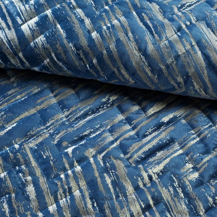Eurofirany Tagesdecke AGATHA, Velvet Tagesdecke Samt mit Golddruck Karomuster Steppung – Bild 2